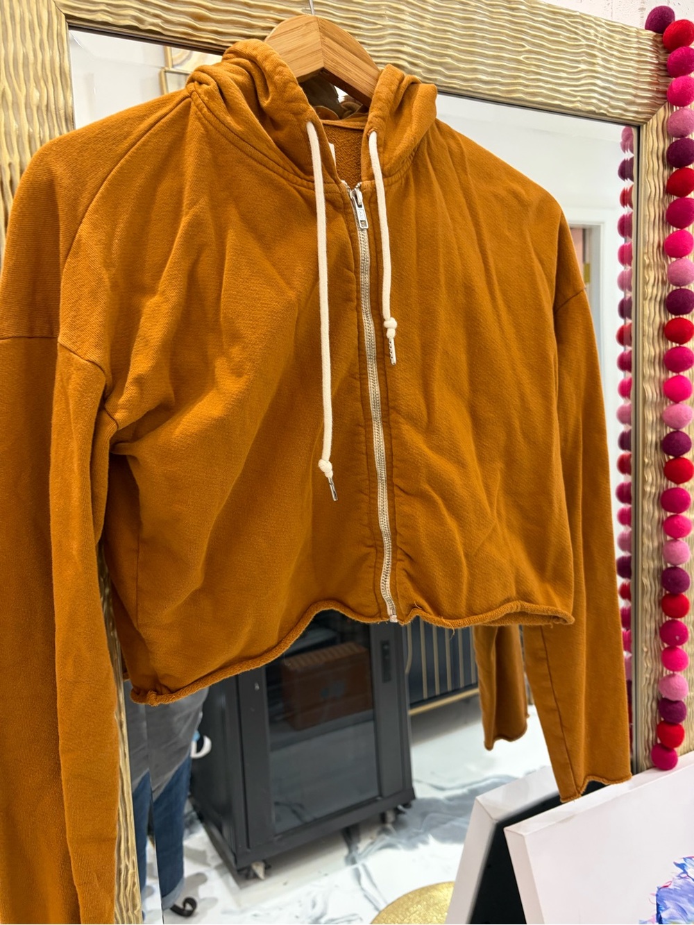 MATE the Label Cropped Zip Hoodie in Mustard